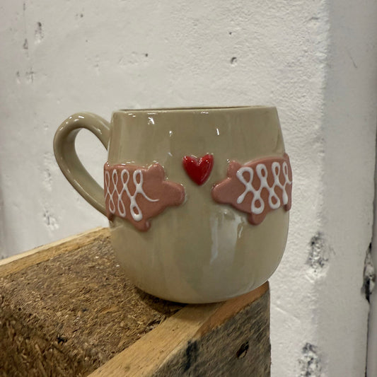 Kagegris kop - hjerte med venstrevendt hank