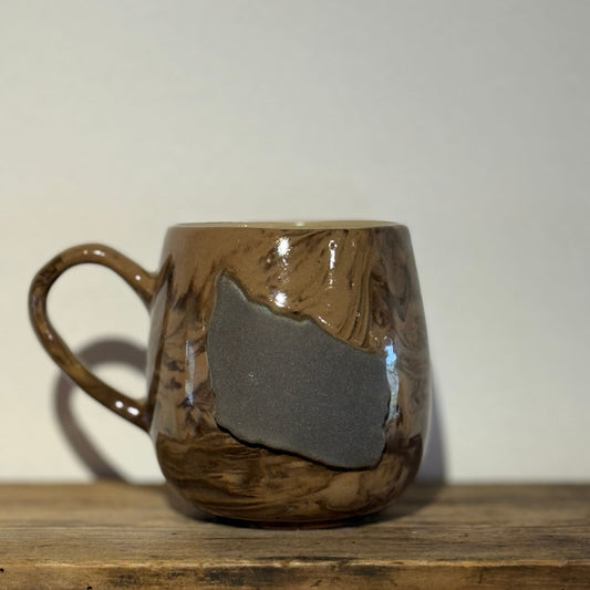 Bornholmerkop - mørk coffee swirl med mørk Bornholm venstre vendt hank